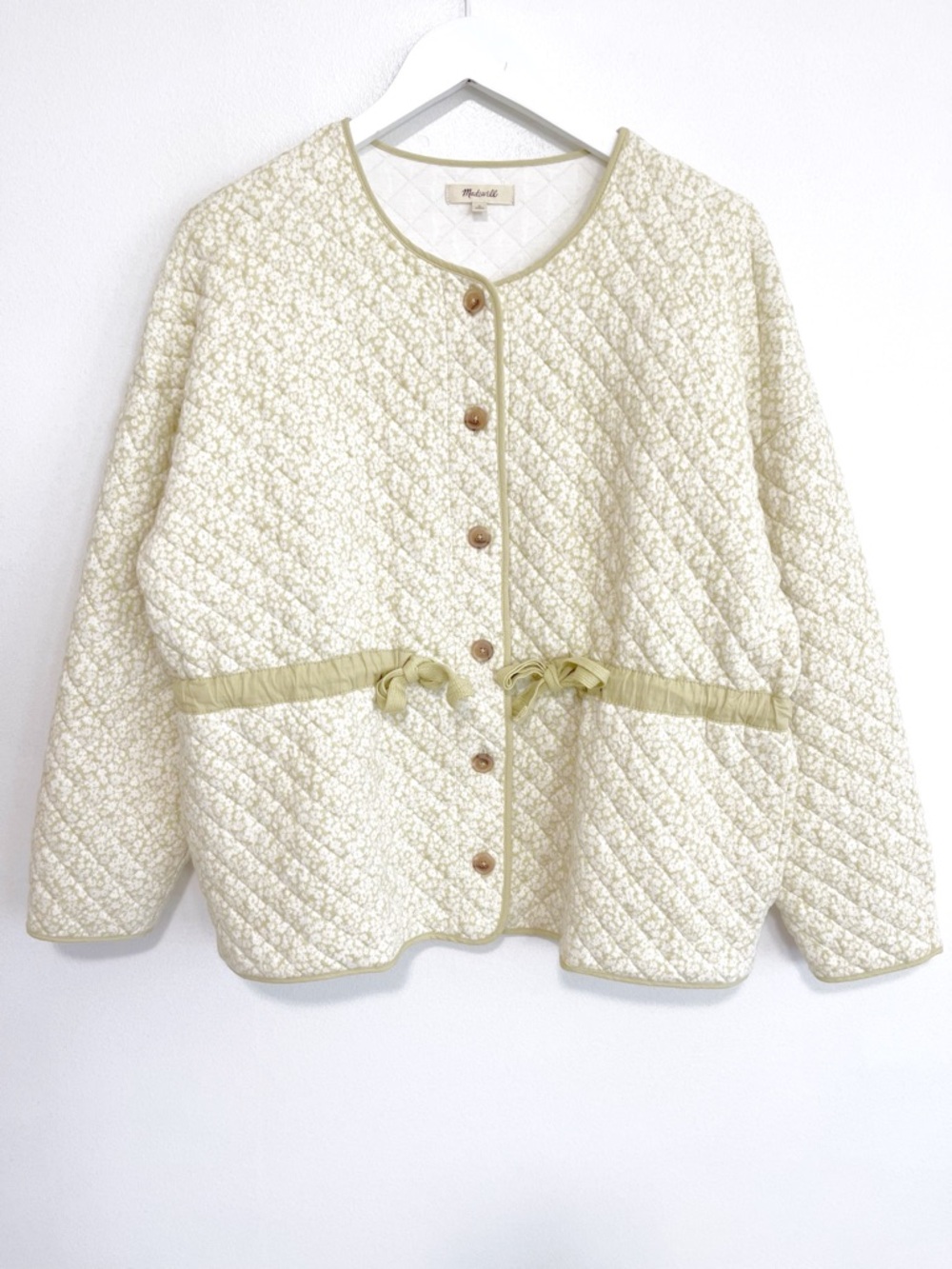BOGO! Madewell Quilted Jacquard Jacket in Daisy Blooms Green Size Medium - Picture 5 of 11